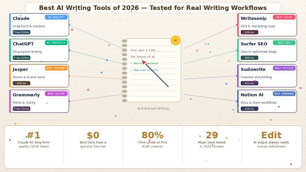 The Best AI Writing Tools of 2026 – Tested for Real Writing Workflows
