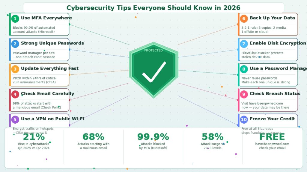 10 Cybersecurity Tips Everyone Actually Needs in 2026