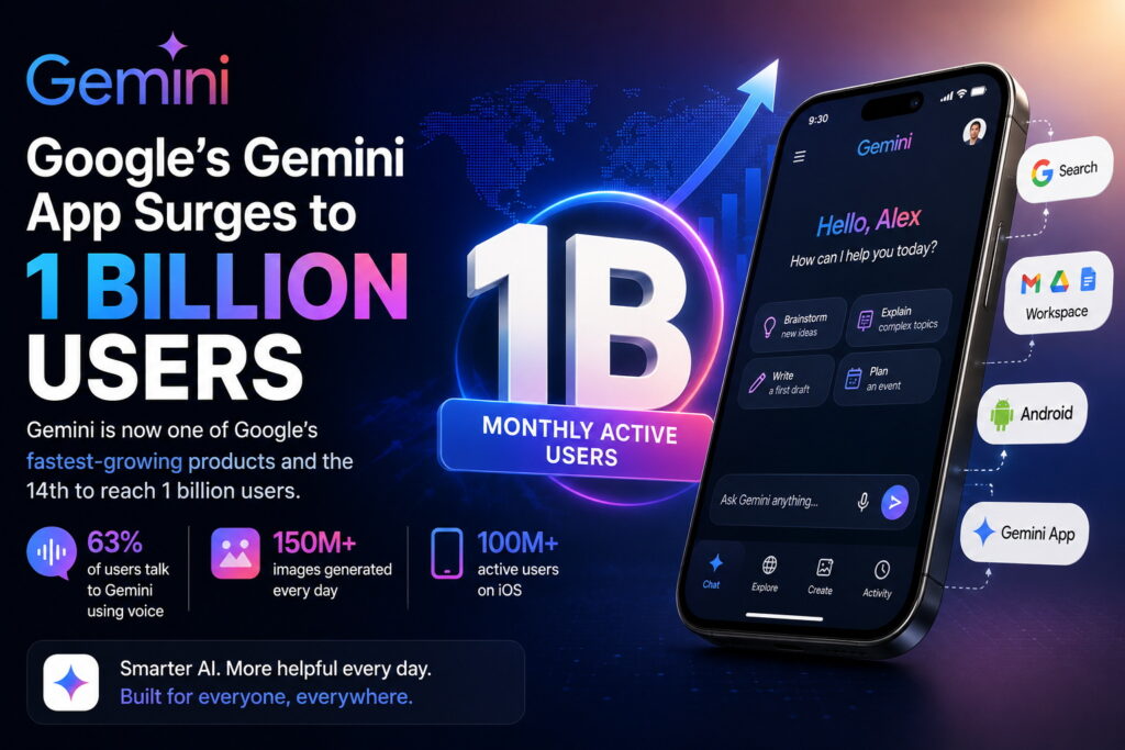 Google’s Gemini Reaches 1 Billion Monthly Users as AI Adoption Accelerates